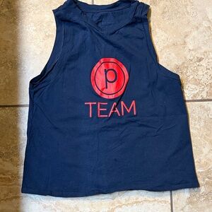 Navy Sleeveless Pure Barre Team Tank with Red Logo
